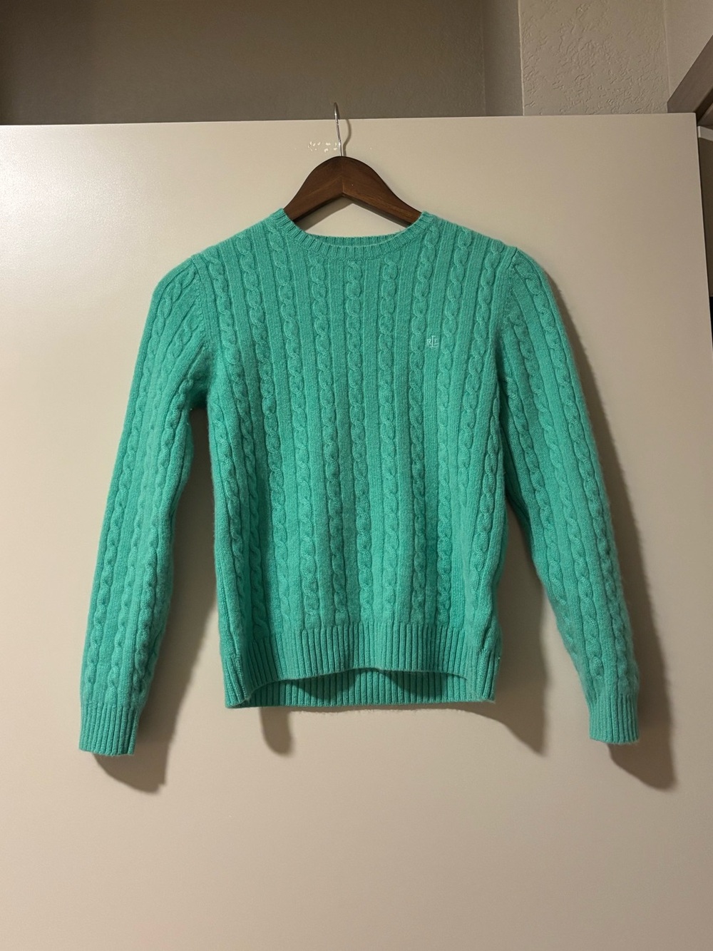 Ralph Lauren 100% Cashmere Cable Knit Sweater RARE COLOR preppy old money chic